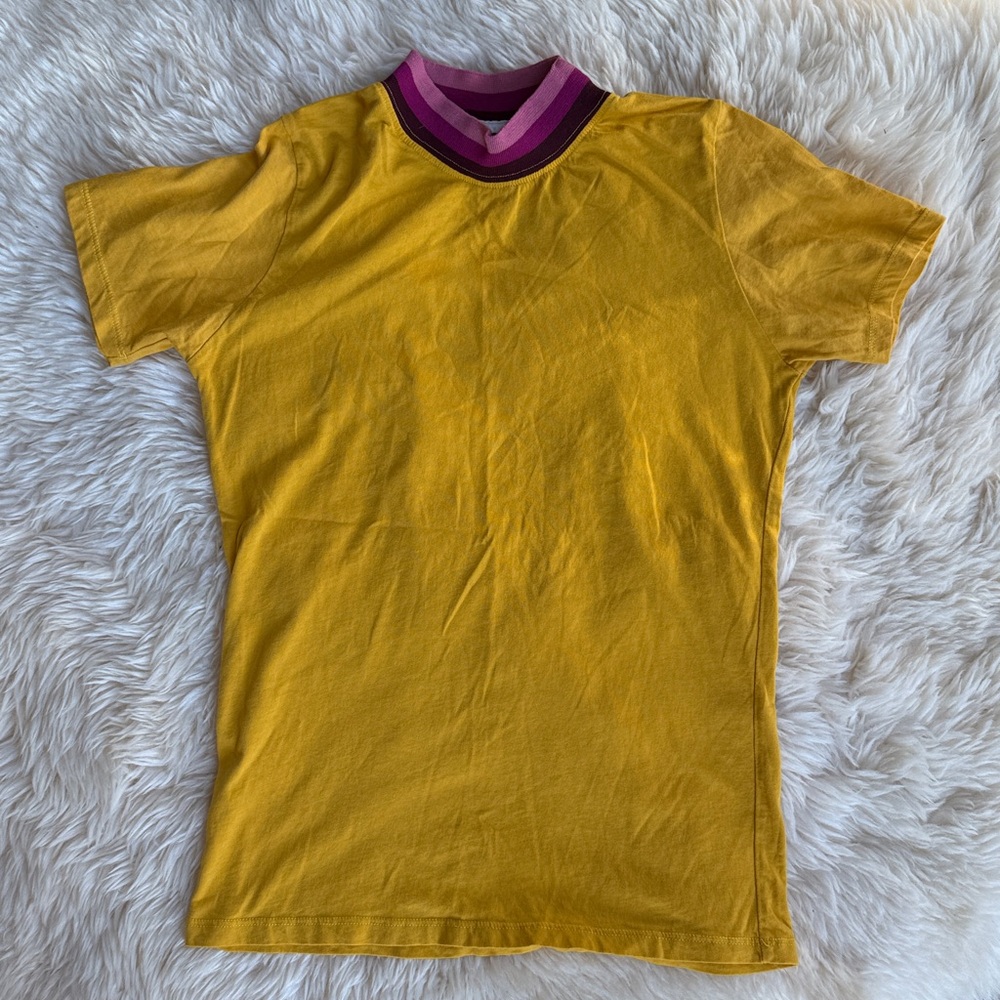 Big Bud Press Yellow Tee with Pink Collar